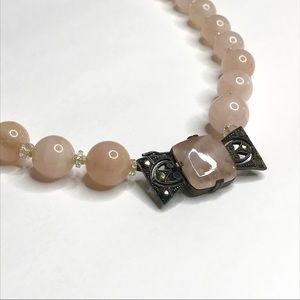Rose Quartz Pink Bead Necklace 925 Clasp Sterling